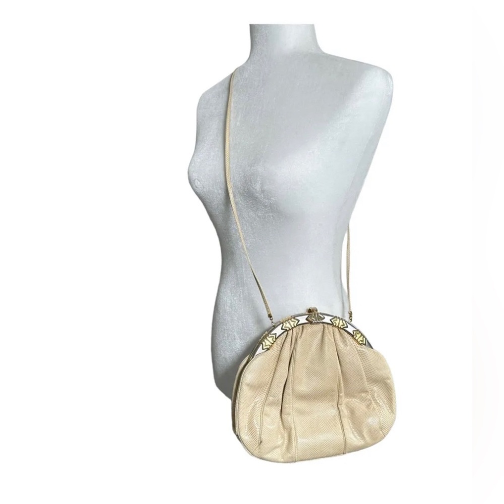 Vintage Judith Leiber Lizard Cream Leather Purse